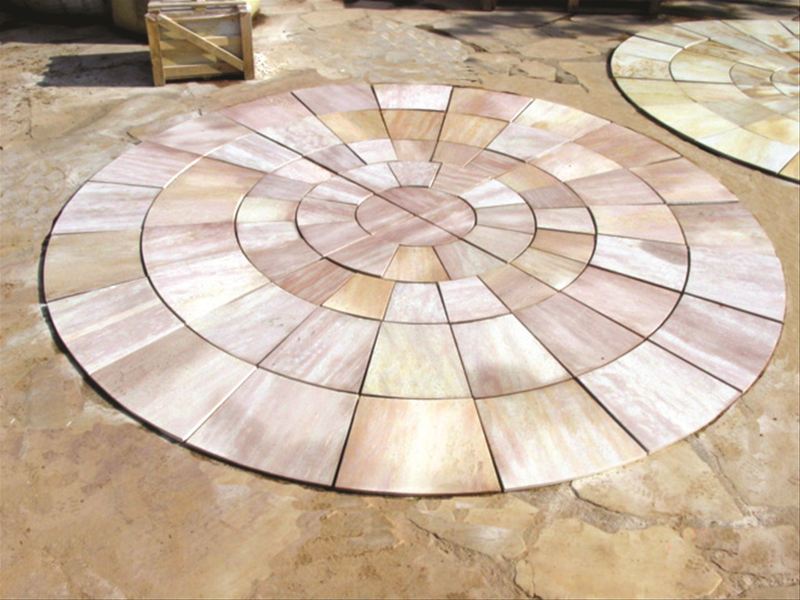 クォーツストーン サークル ピンク 機械カット仕上げ | 造園資材館