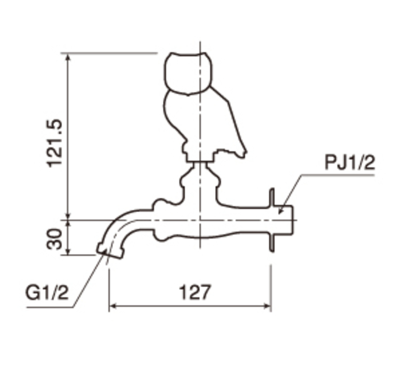 万能ホーム胴長水栓 フクロウ/メッキ | 造園資材館