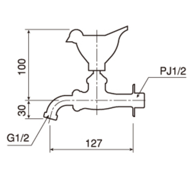 万能ホーム胴長水栓 スズメ/メッキ | 造園資材館