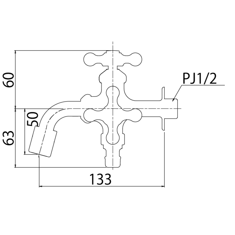二口万能胴長水栓 メッキ | 造園資材館
