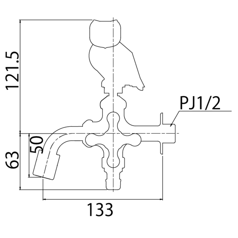 二口万能胴長水栓 フクロウ | 造園資材館