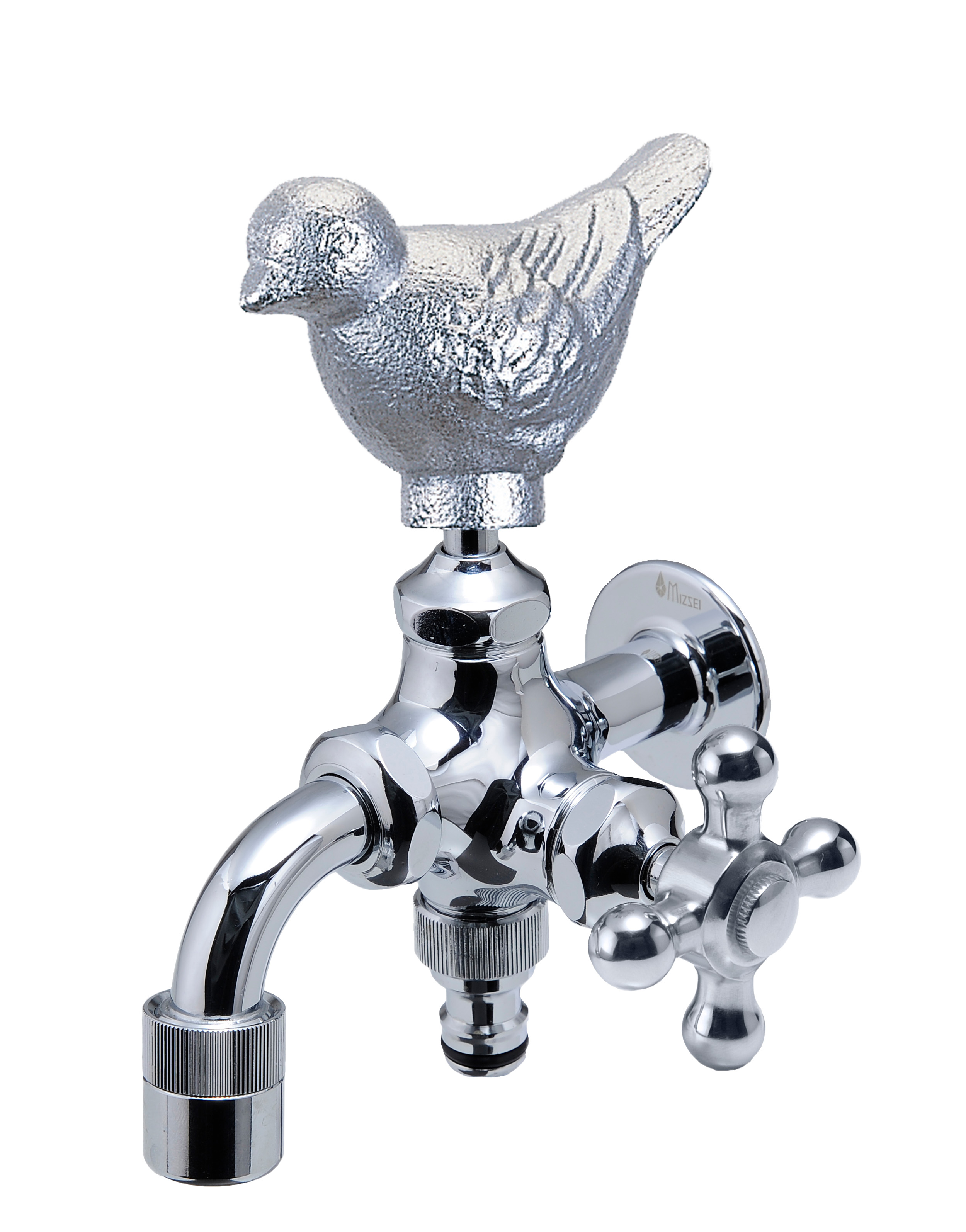 二口万能胴長水栓 スズメ/メッキ | 造園資材館